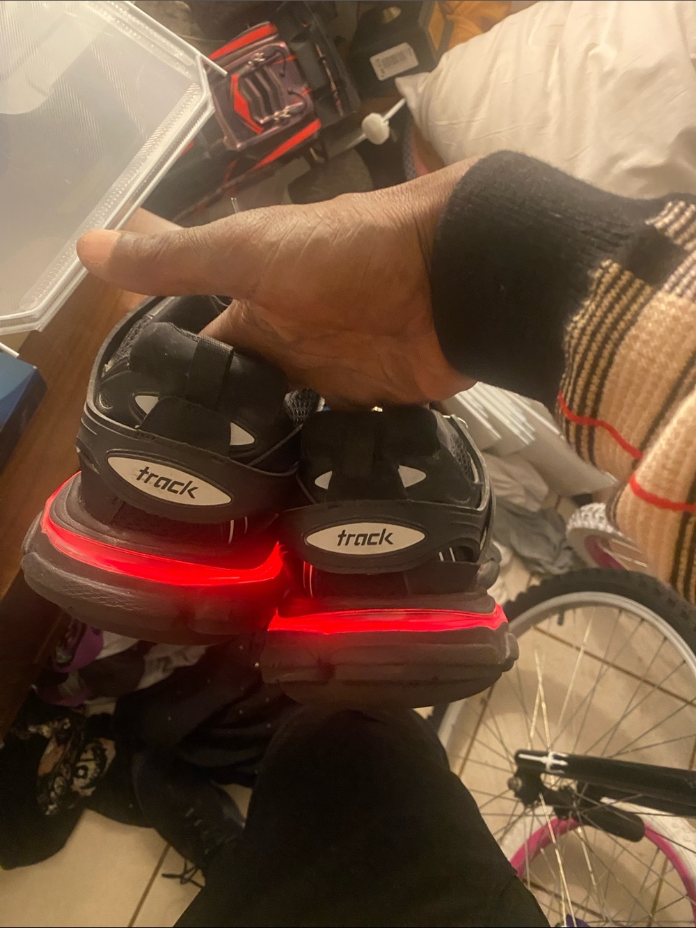 Balenciaga Track runners Light-Up Sneakers in Black and Red